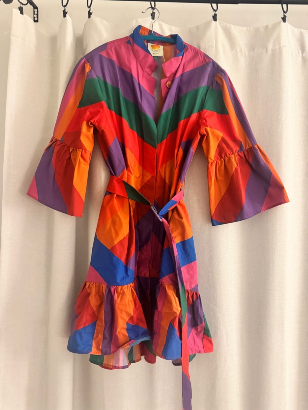 FARM Rio Multicolor Chevron Mini Dress - Pink, Orange, Red, Purple, Green, Blue
